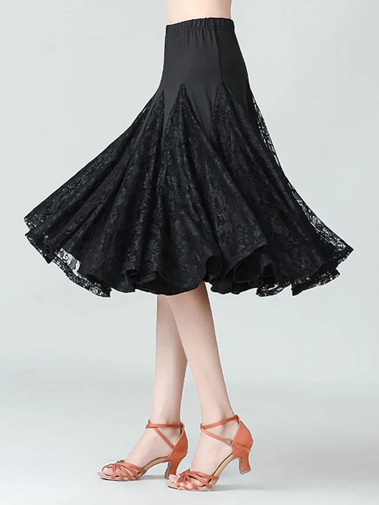 Lace Modern Dancing Skirt For Women Ballroom Dance Skirts Latin Tango Dancing Skirt National Standard Waltz Flamenco Costumes