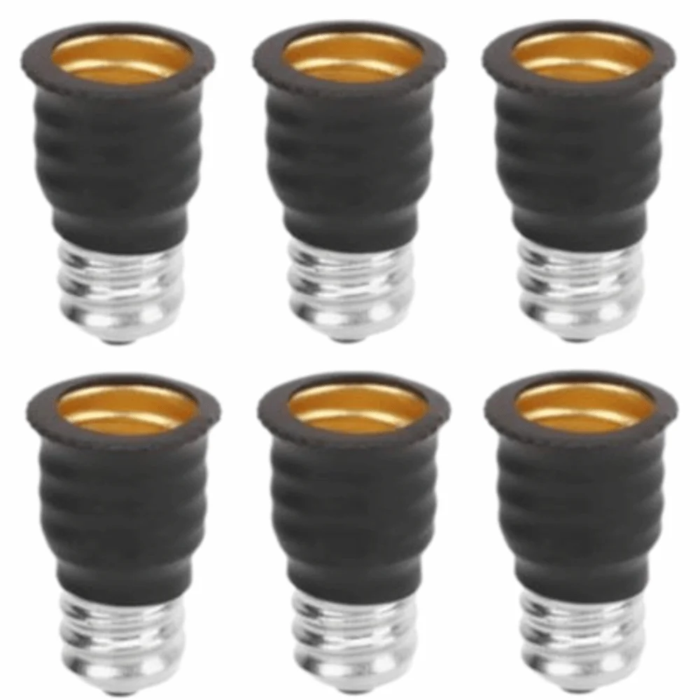 6 Pcs Durable Copper E12 To E14 Adapter Screw in Black/White Light Bulb Adapter Bulb Converter Garages