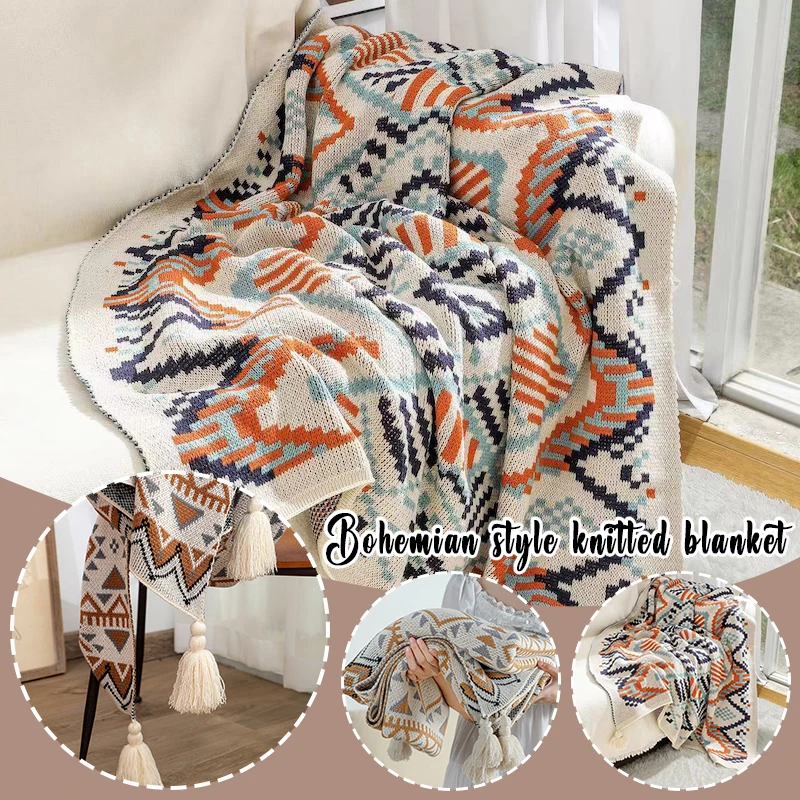 

1PC 150x220cm Bohemian Sun Blanket Thickened Knitted Office Nap Sofa Air Conditioning Blanket Baby Blanket