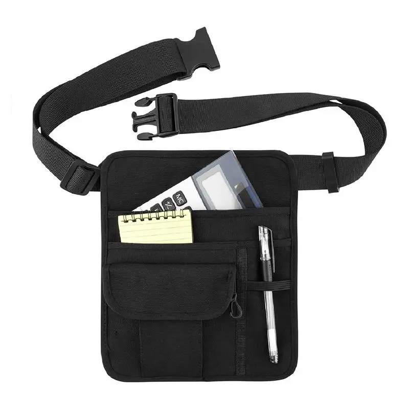 

Restaurant Waiter Money Pocket Black Restaurant 5-pocket Apron Pocket Organizer With Adjustable Waist Strap Belt For Bars Cafes