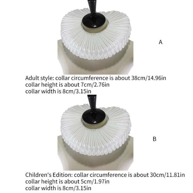 Rinascimentale Collo Ruff Elizabetano Volant setoso Colletto finto Pagliaccio vintage Girocollo Scialle Colletti staccabili Costume cosplay