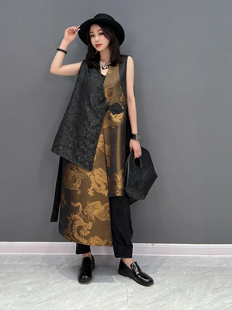 The new spring 2023 ms elaborate waistcoat jacket fashion luxury Chinese wind luxuriant dress sleeveless loose big yards