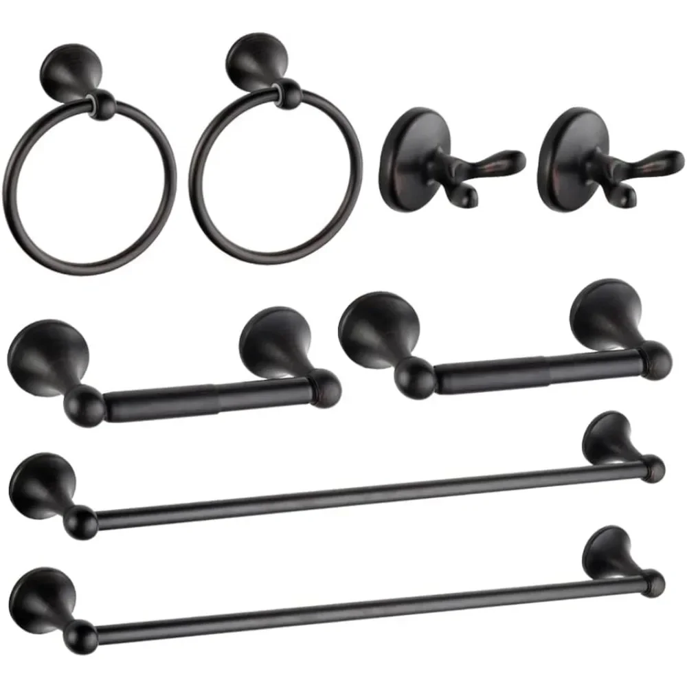 

8 Piece Bathroom Accessory Set(Adjustable Towel Bar, Towel Ring, Toilet Paper Holder,Towel Robe Hook)