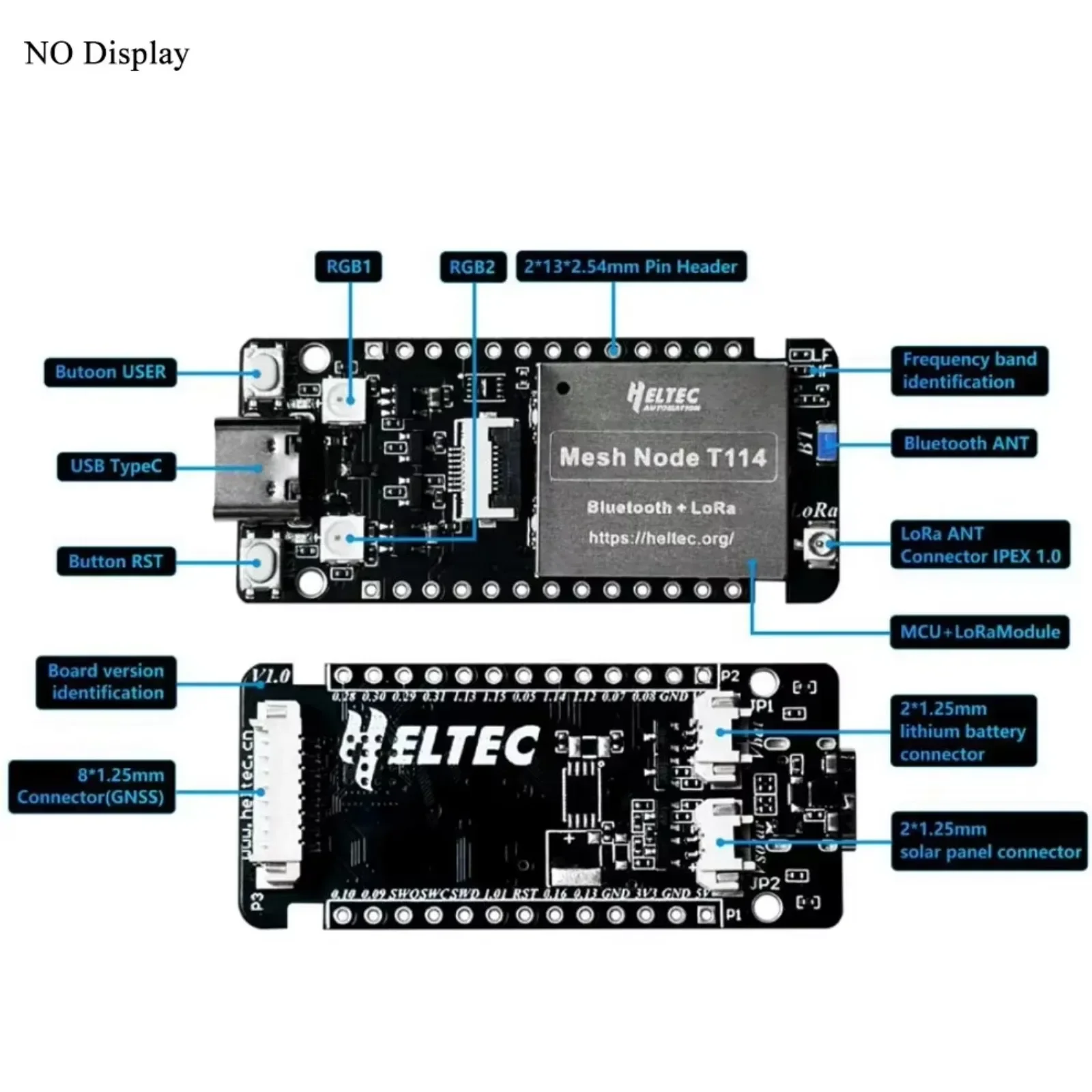 DIYmall Heltec Mesh Node T114 LoRaWAN Tracker Board nRF52840 SX1262 868/915MHz Antenna Low Power Development Board