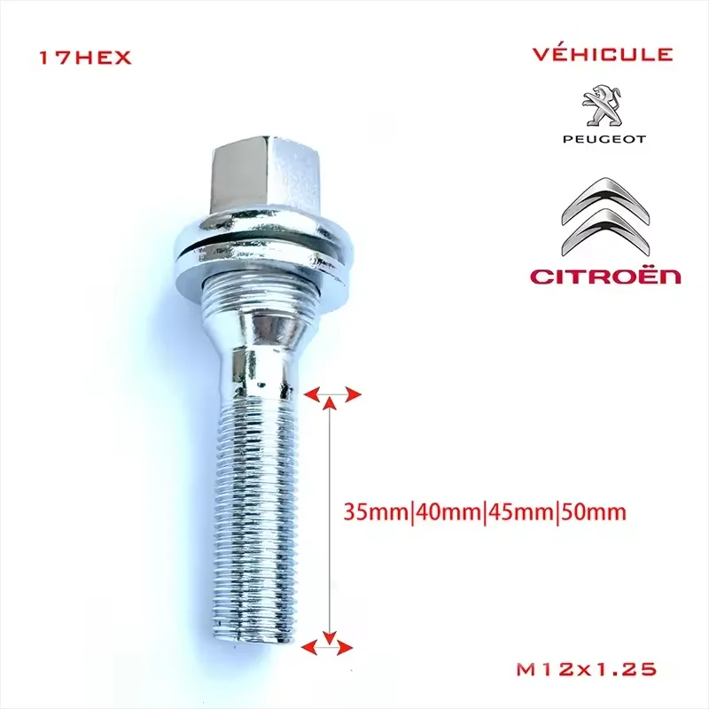 

8PCS Car Wheel Bolts Nuts Studs 40/45mm Wheel Screws 12X1.25 For Peugeot 206 207 208 308 407 508 1007 Citroen C2 C3 C4 C5 Berlin