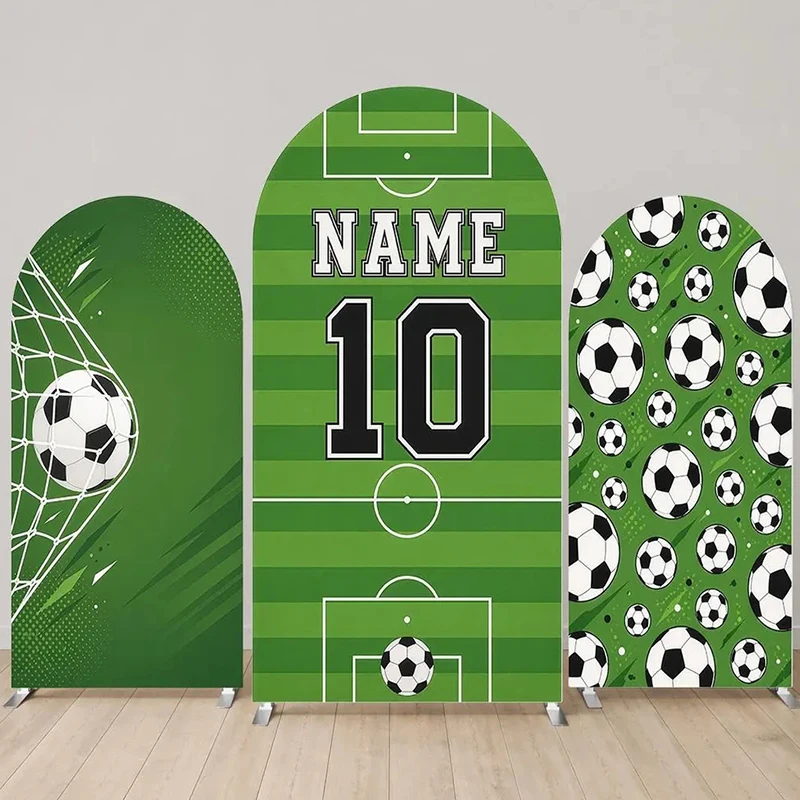 

Custom 2-sided Soccer Arch Backdrop Cover Personalized Name Age Kids Birthday Party Background Sports Football Field Supplies