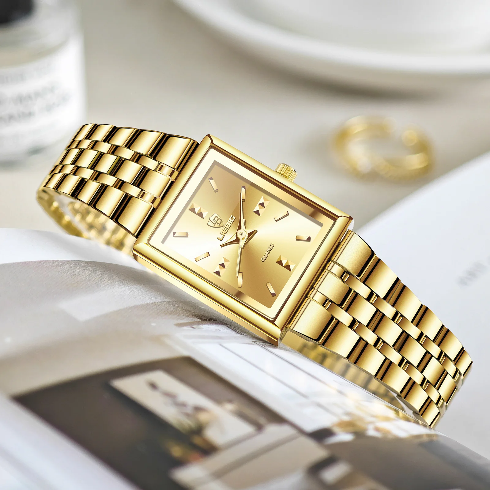 

LIEBIG женские часы роскошные элегантные простые кварцевые наручные часы модные автоматические часы с ремешком из нержавеющей стали Reloj Mujer