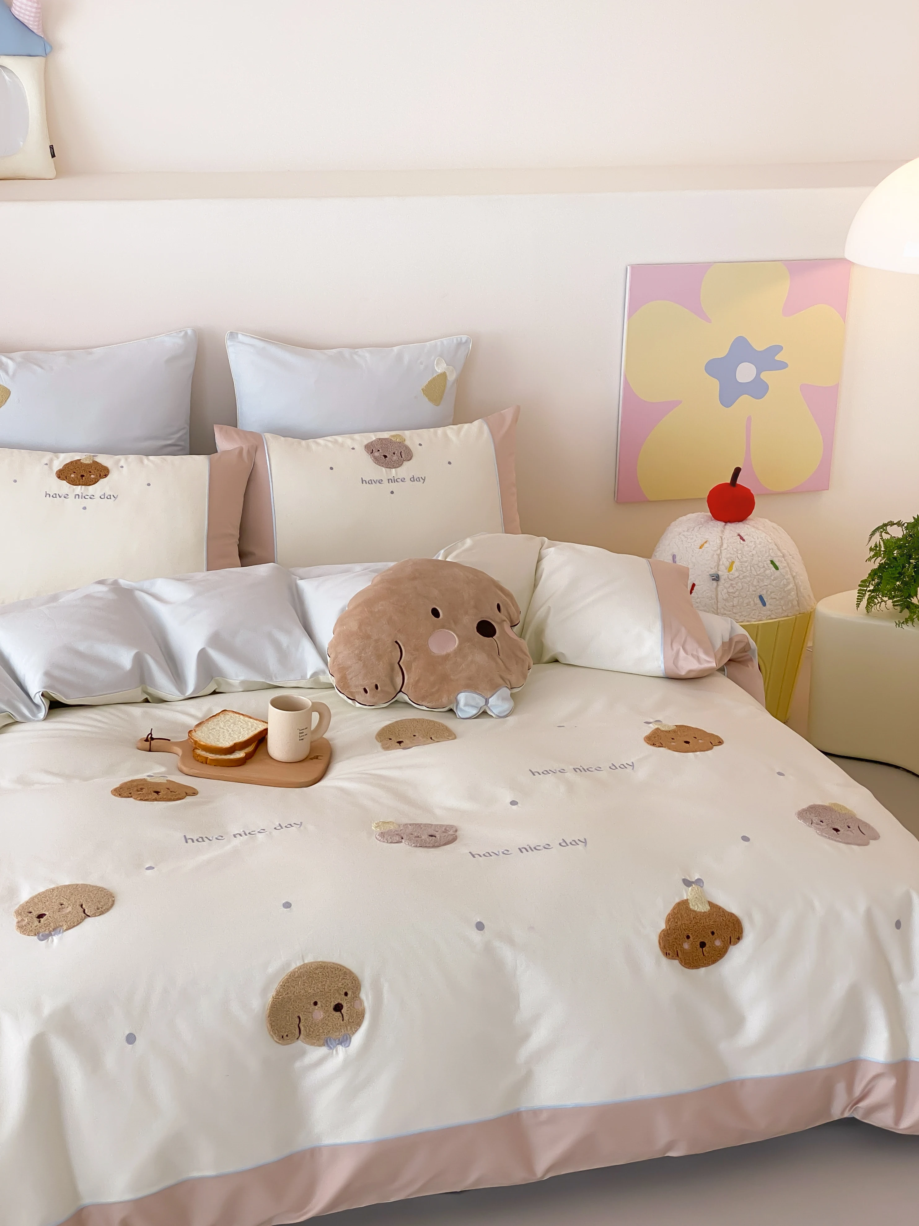 New Arrival Soft single bed set duvet cover kids cute bedding set 4Pcs High Quality Bed Linen for Single Bed All Season