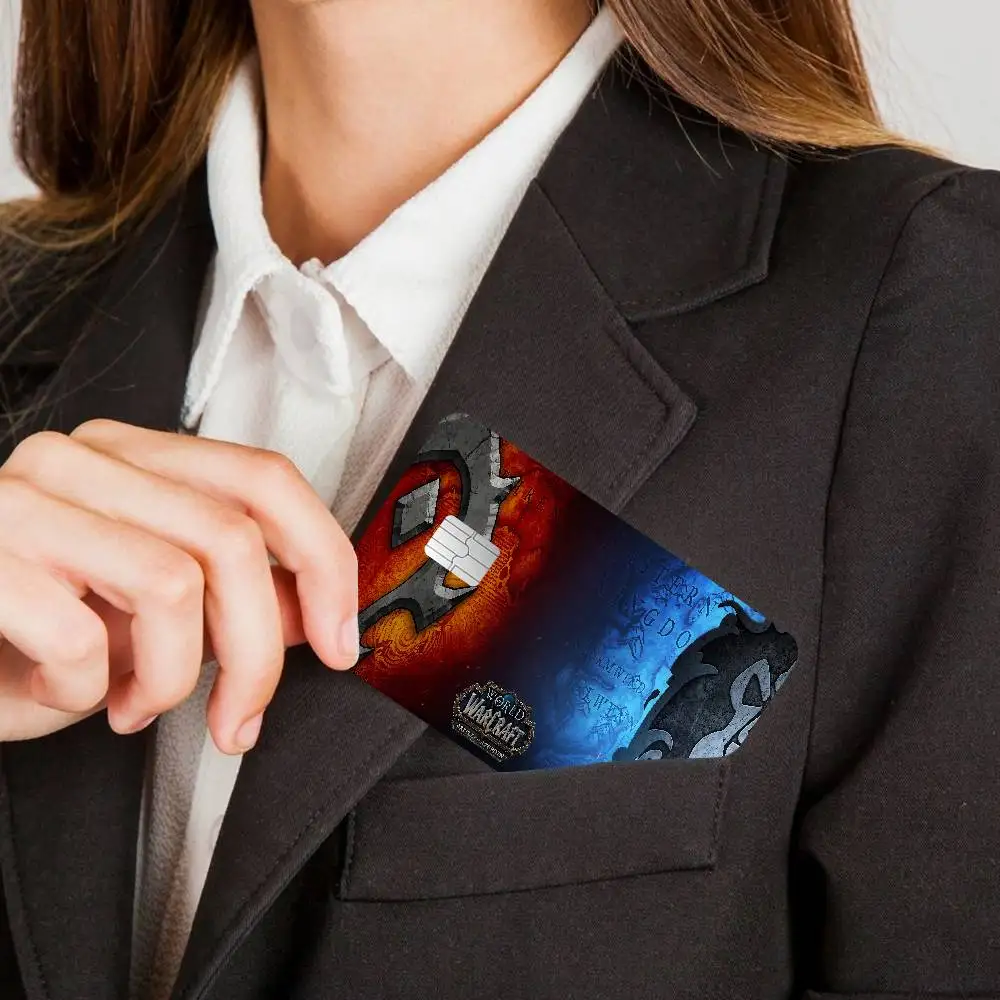 Pegatinas de piel para tarjetas de crédito Gamer World Of Warcraft, sin residuos adhesivos, a prueba de agua para tarjetas de crédito VISA, tarjeta de acceso en metro