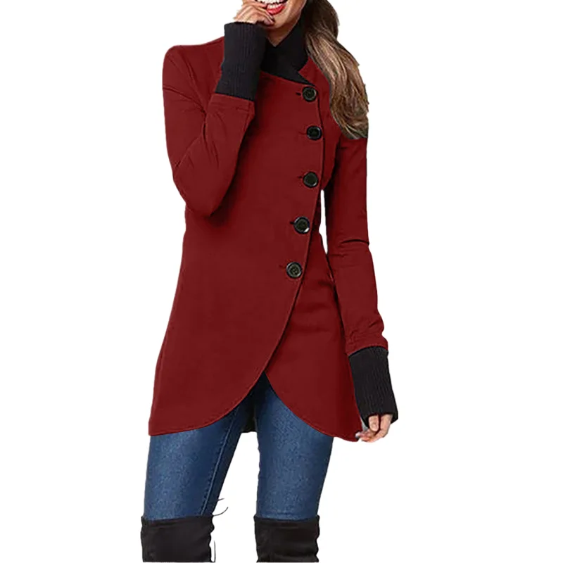 

Spring Autumn New Long Style For Women 2025 Fashion Irregular Solid Splicing Long Sleeve Split Single Breasted Coat