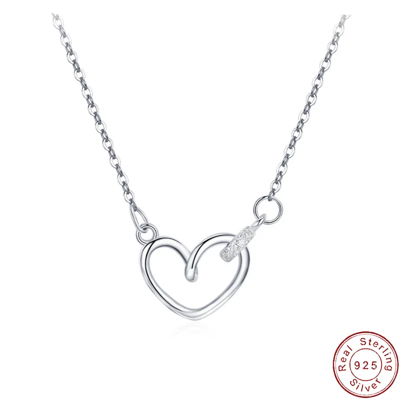 

Европейское сверкающее ожерелье из стерлингового серебра AAA CZ с полым сердцем S925, ключичная цепочка для женщин, подарок на день рождения, ювелирные изделия