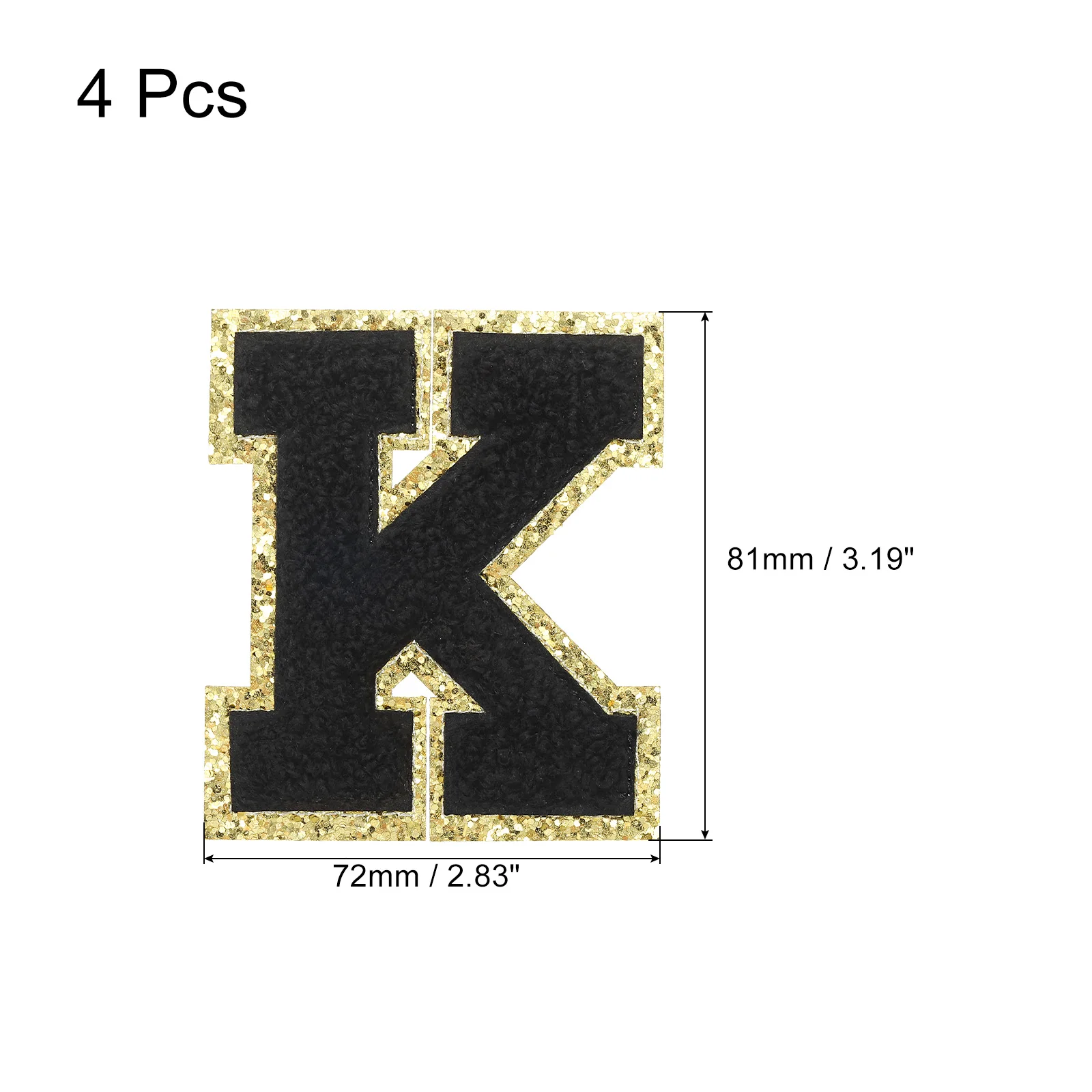 4pcs Black Chenille Letter Patches Iron on Letter Patches Embroidered Letter Patches Embroidery Patch Iron for Clothing Hats