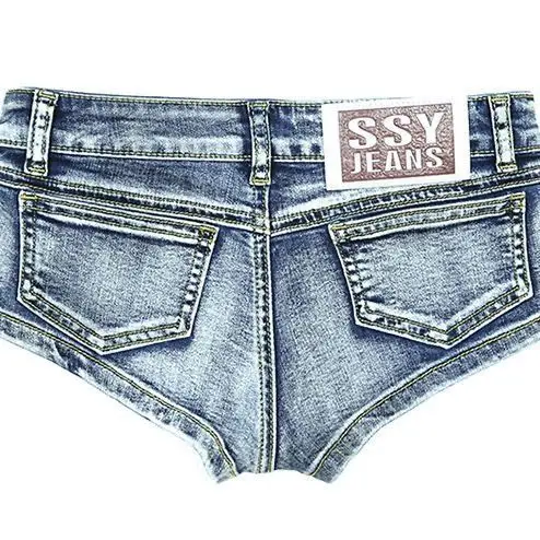 Summer New Tied Dyed Low-rise Jeans Shorts Nightclub Tight Sexy Hip Elastic Denim Super Shorts Hot Pants Women