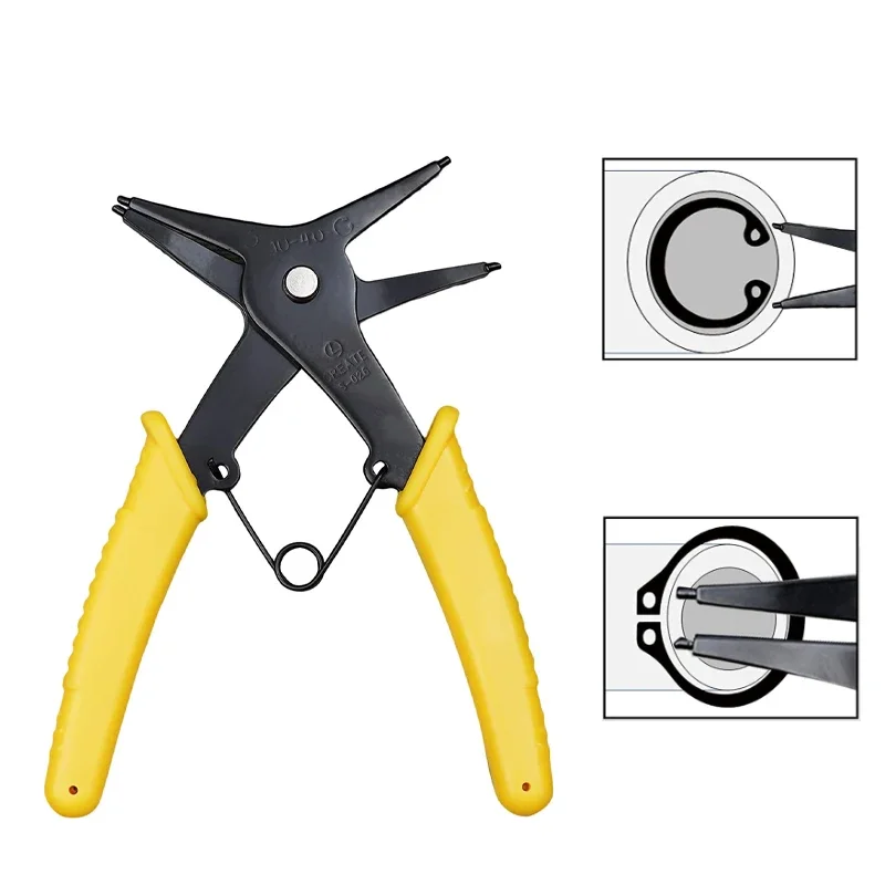 Internal And External Circlip Pliers 2 In 1 Snap Ring Pliers Dual-Use Retaining Ring Pliers Multifunctional Car Repairing Tools