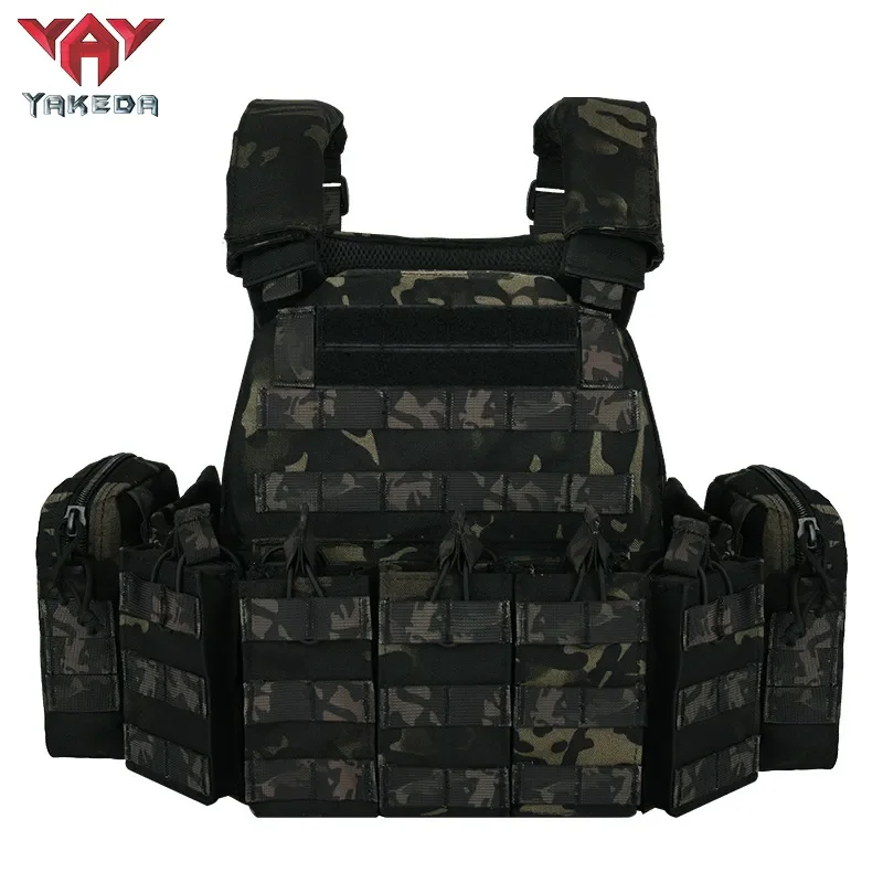 YAKEDA 1000D Nylon Tactical Vest Outdoor Hunting Protective Adjustable Multifunction Molle Vest for Airsoft Combat Equipment