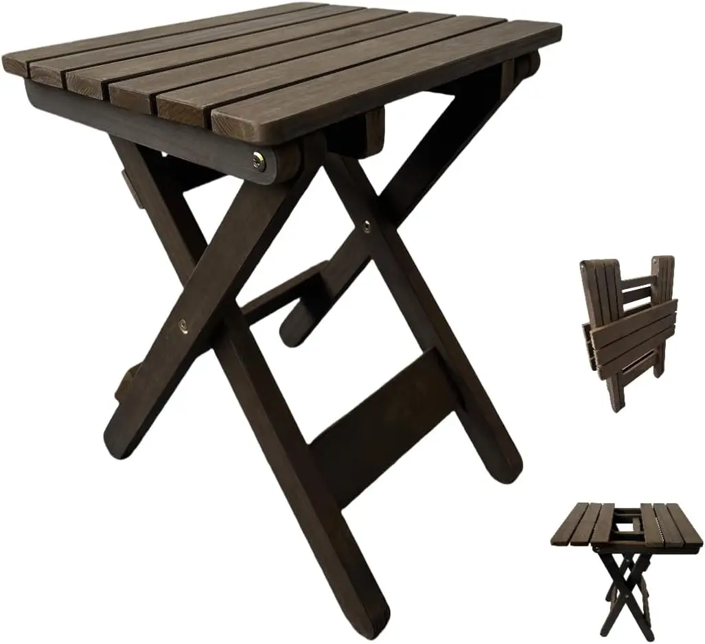 

Складной деревянный приставной столик для улицы, без сборки, для патио, кемпинга, бассейна, заднего двора и веранды