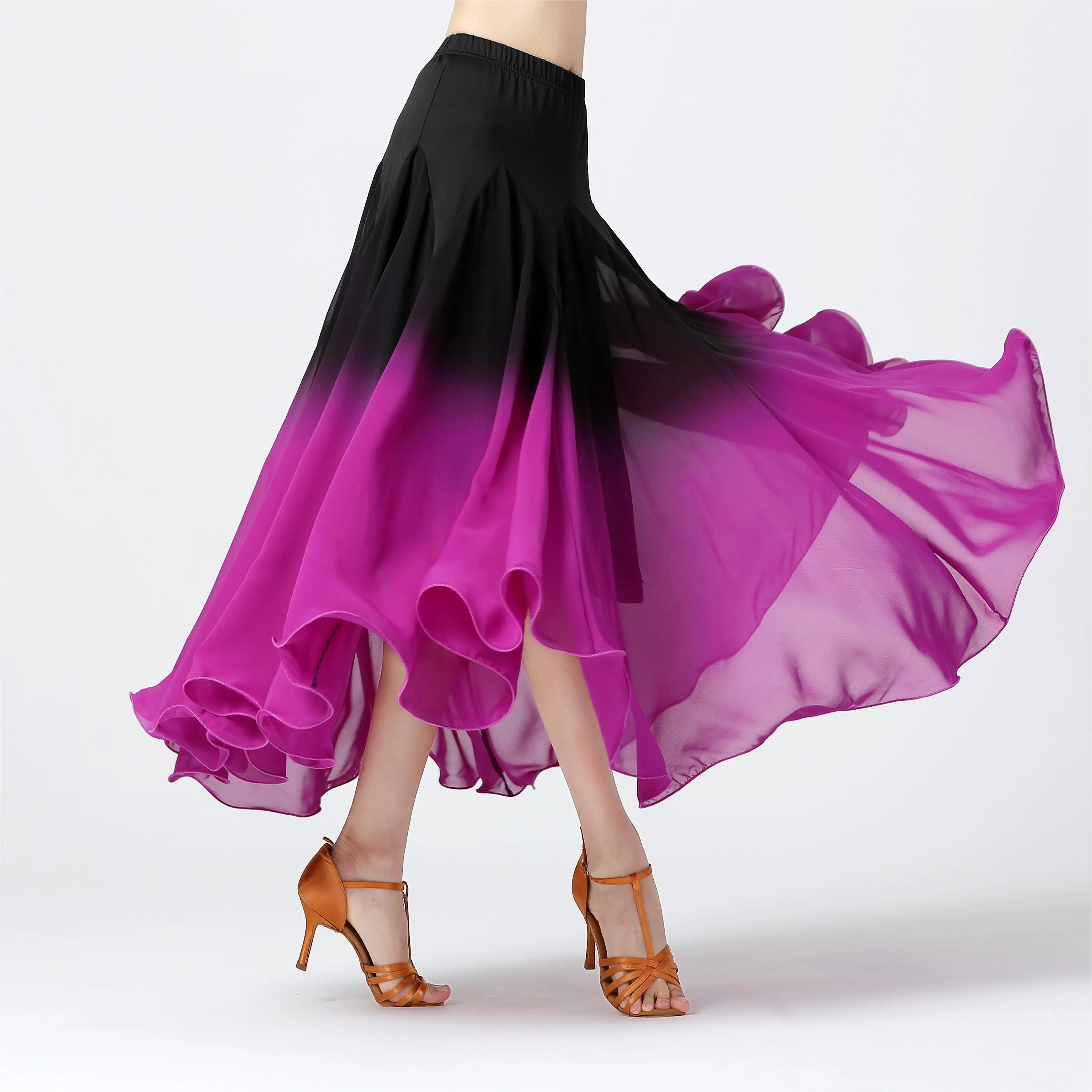 Female Ballroom Dance Swing Skirt Dance Performance Skirt Gradient Color Modern Dance Long Skirt