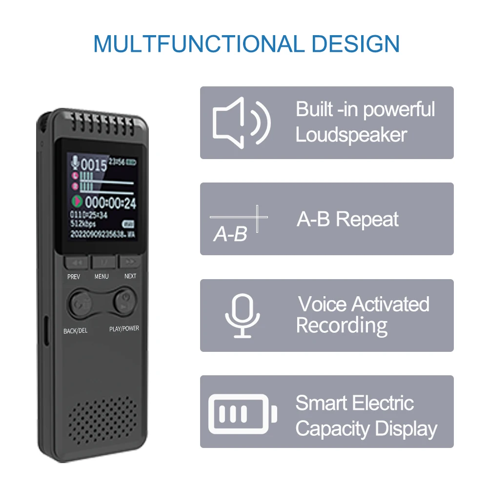 

Vandlion V30C HiFi Music Players Digital Voice Activated Recorders Portable Recorder 64GB HD Audio Sound Recording Password
