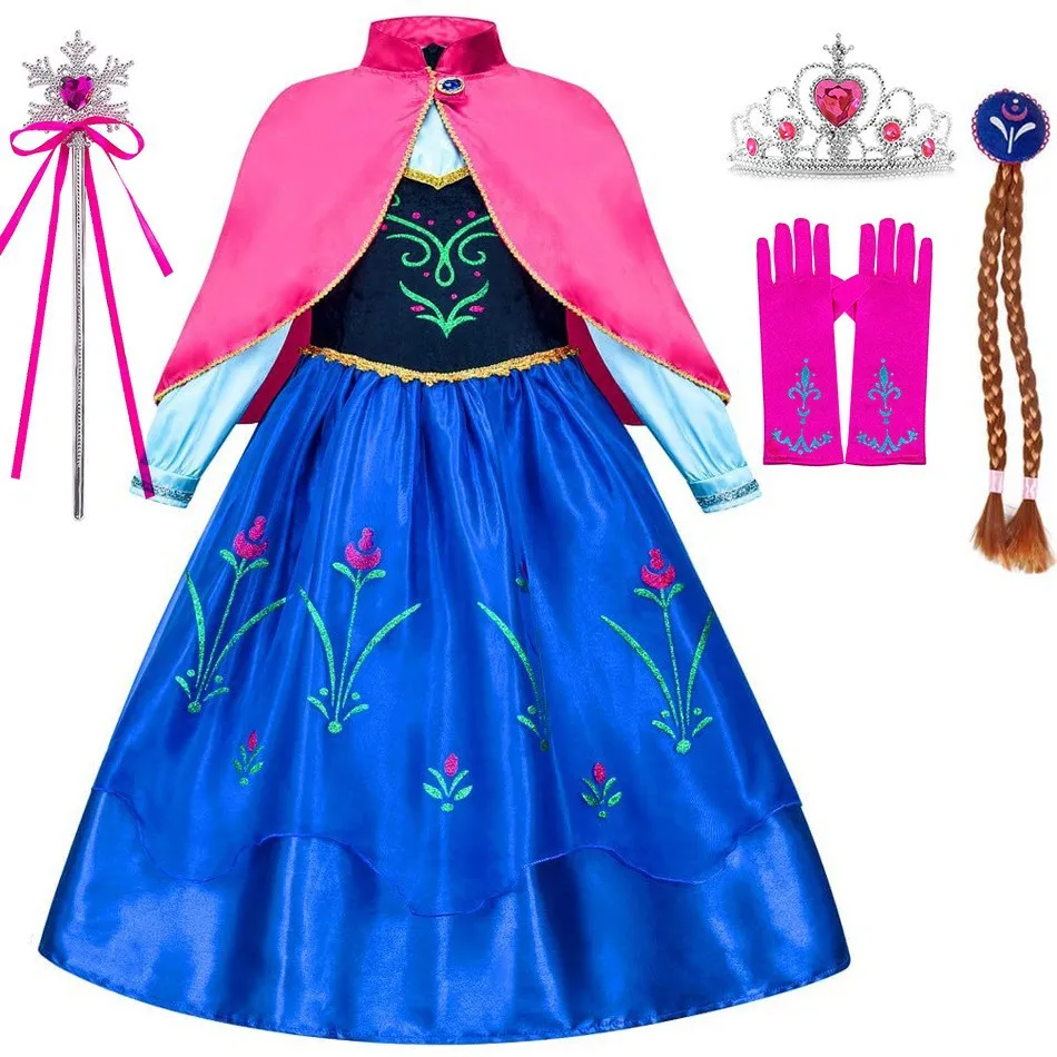 Baby Princess Dress Girls Queen Costumes With Accessories Kids Cosplay Carnival Birthday Party 3-12Y