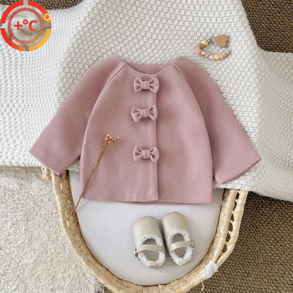 

Зимнее детское хлопковое пальто Твердый цвет Кнопки-банты Шерстяная ткань Куртка Топ Детское пальто Детская одежда Пальто Девушки