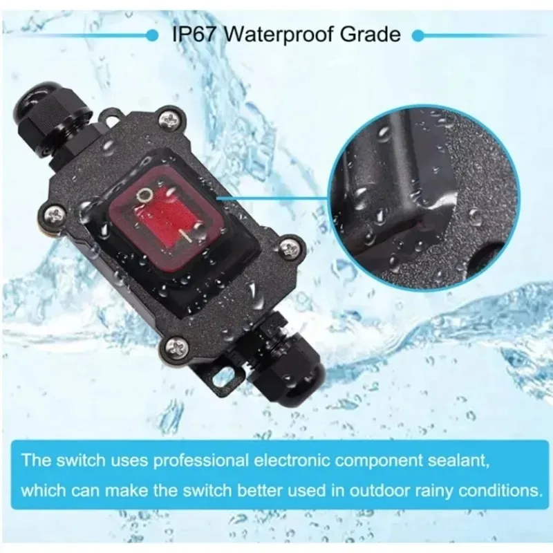 12V DC 20A High Current Power Waterproof Switch IP67 Waterproof Inline Switch As Shown Modified High Current Flame Retardant