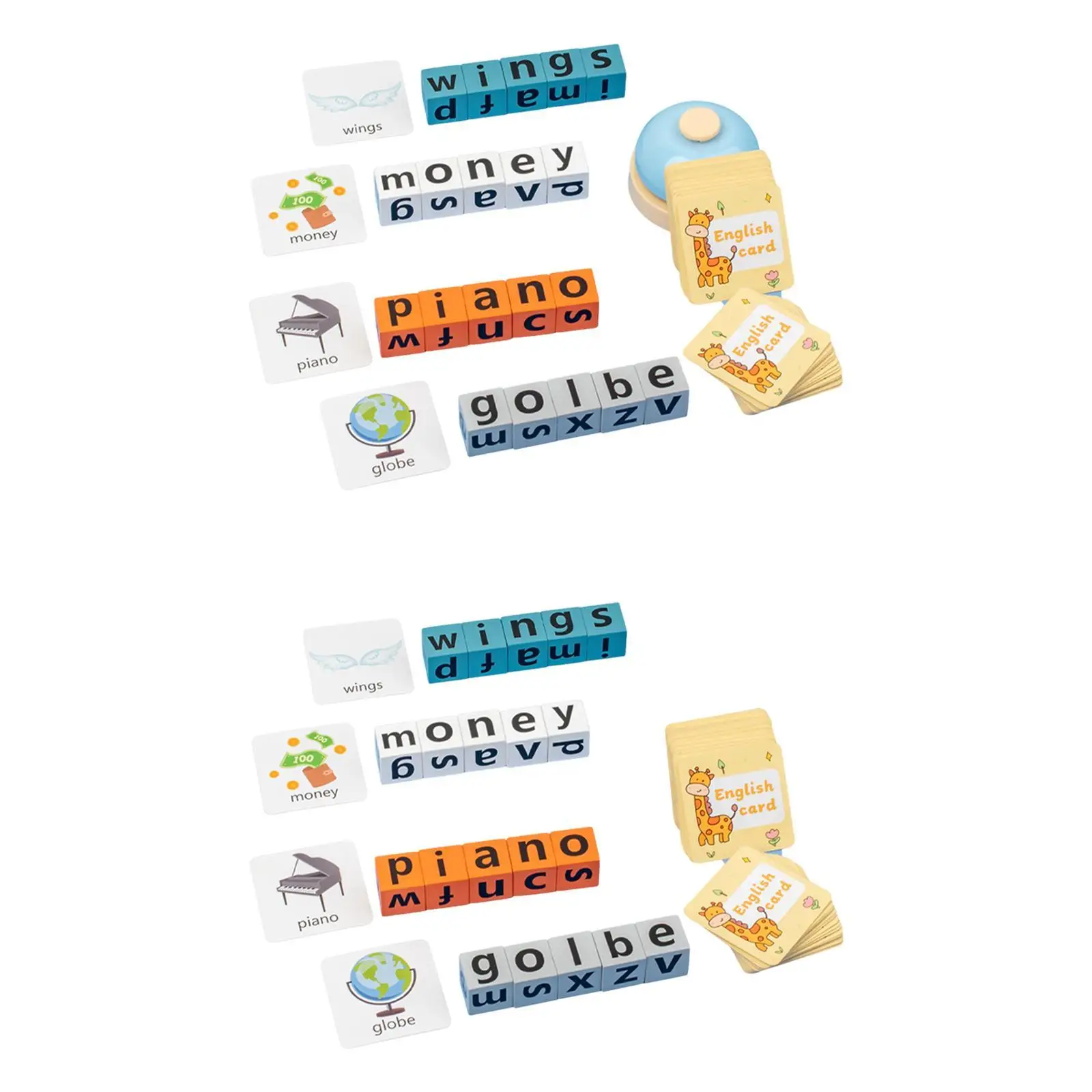 Bloques de madera, juego de ortografía de palabras, juguetes de Aprendizaje Temprano con tarjetas Flash, bloques del alfabeto Abc, juego de letras a juego para niños, regalo