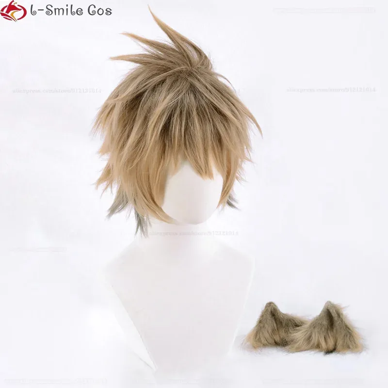 Ss13Anime Ruggie Bucchi Cosplay Curto Resistente ao Calor Cabelo Sintético Halloween Role Play Perucas + Peruca Cap