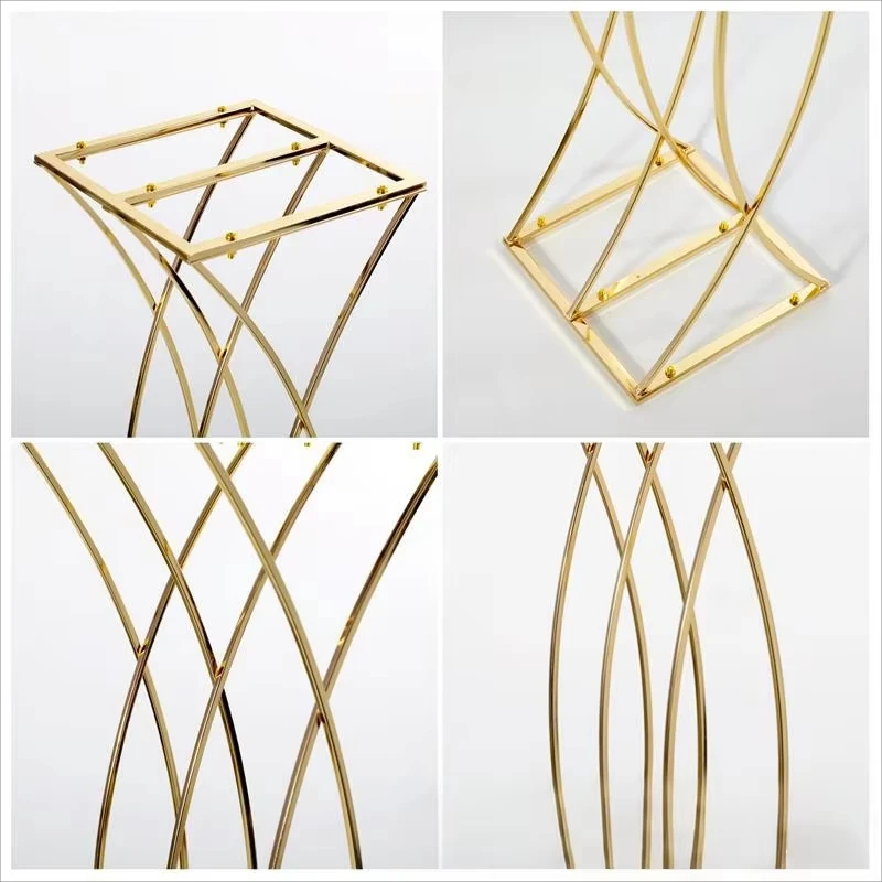 4-10 Stück romantische 80 cm abnehmbare goldene Hochzeitsblumenständer, einfacher Gang, zentraler Metall-Dekorationsrahmen, für Veranstaltungen und Zeremonien – Detail 9