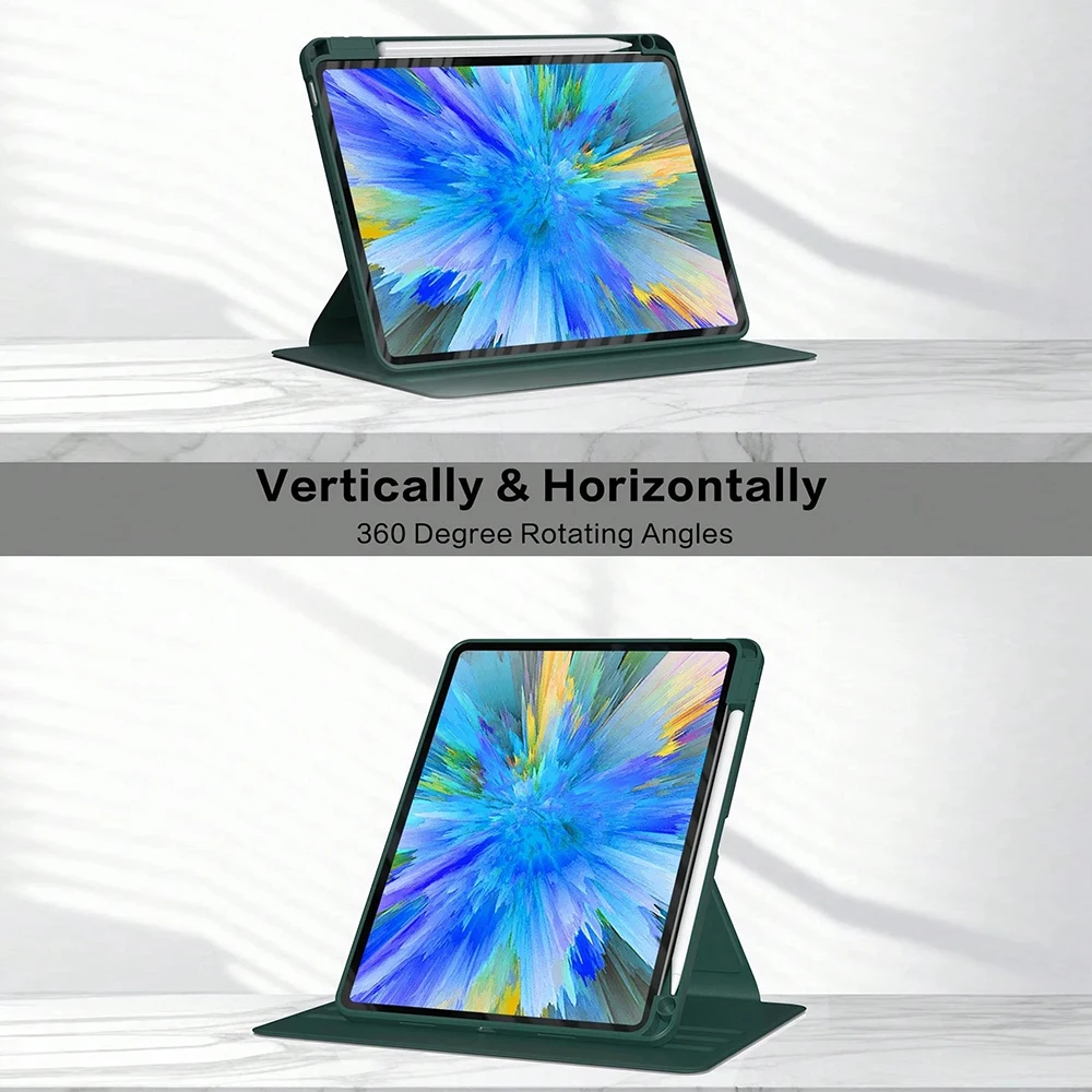 For iPad mini Air Pro 1 2 3 4 5 6 7 8 9 10 11 8.3 9.7 10.2 10.5 10.9 11 12.9 13 360 Degree Rotating Acrylic Case Auto Wake/Sleep