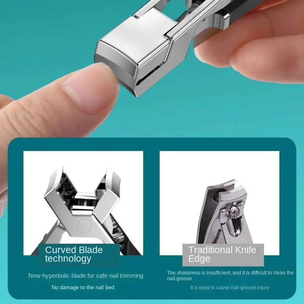 ステンレス製の飛散防止爪切り、広い開口部、厚い爪、足の爪切り、硬い平らな足の爪、指の爪カッター、トリミングツール