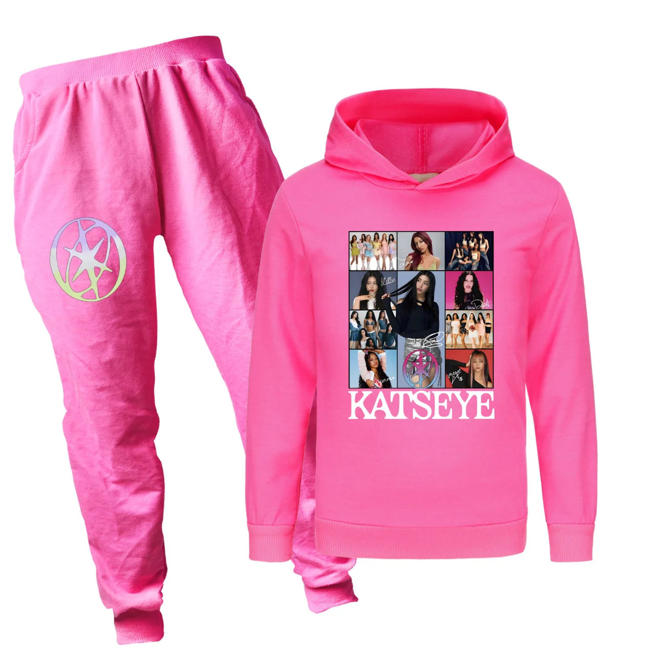 ホットカッツアイ-kpop-パーカー子供服セットジュニアガールズフード付きスウェット-パンツ-2-個スーツ男の子ジャージ子供セット