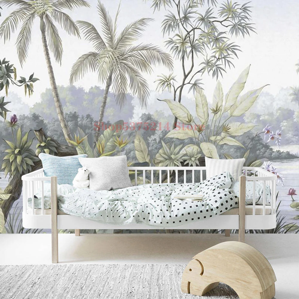 

Lake Tropical Forest Trees Home Wall Painting Living Room Bedroom Decoration Wallpaper Customizable Size Mural Renovation Decor