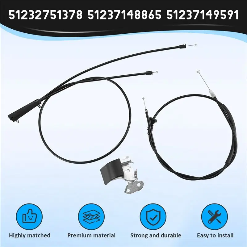 ABTJ-Car Hood Release Cables And Handle Set For Mini Cooper R55 R56 R57 R58 R59 2007-2015 51232751378 51237148865 51237149591