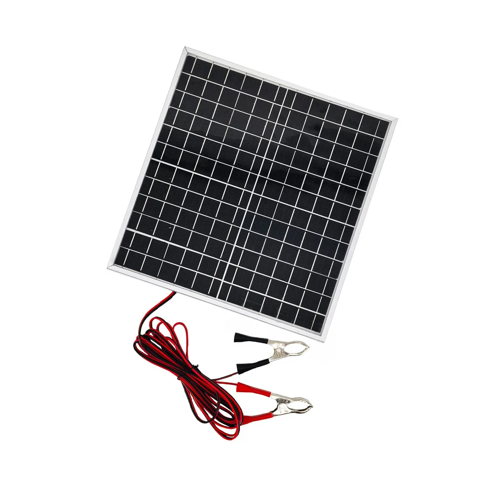 12W Monocrystalline Solar Panel with 16V Open Circuit Voltage for Outdoor Charging on RVs Cars Boats and Campsites