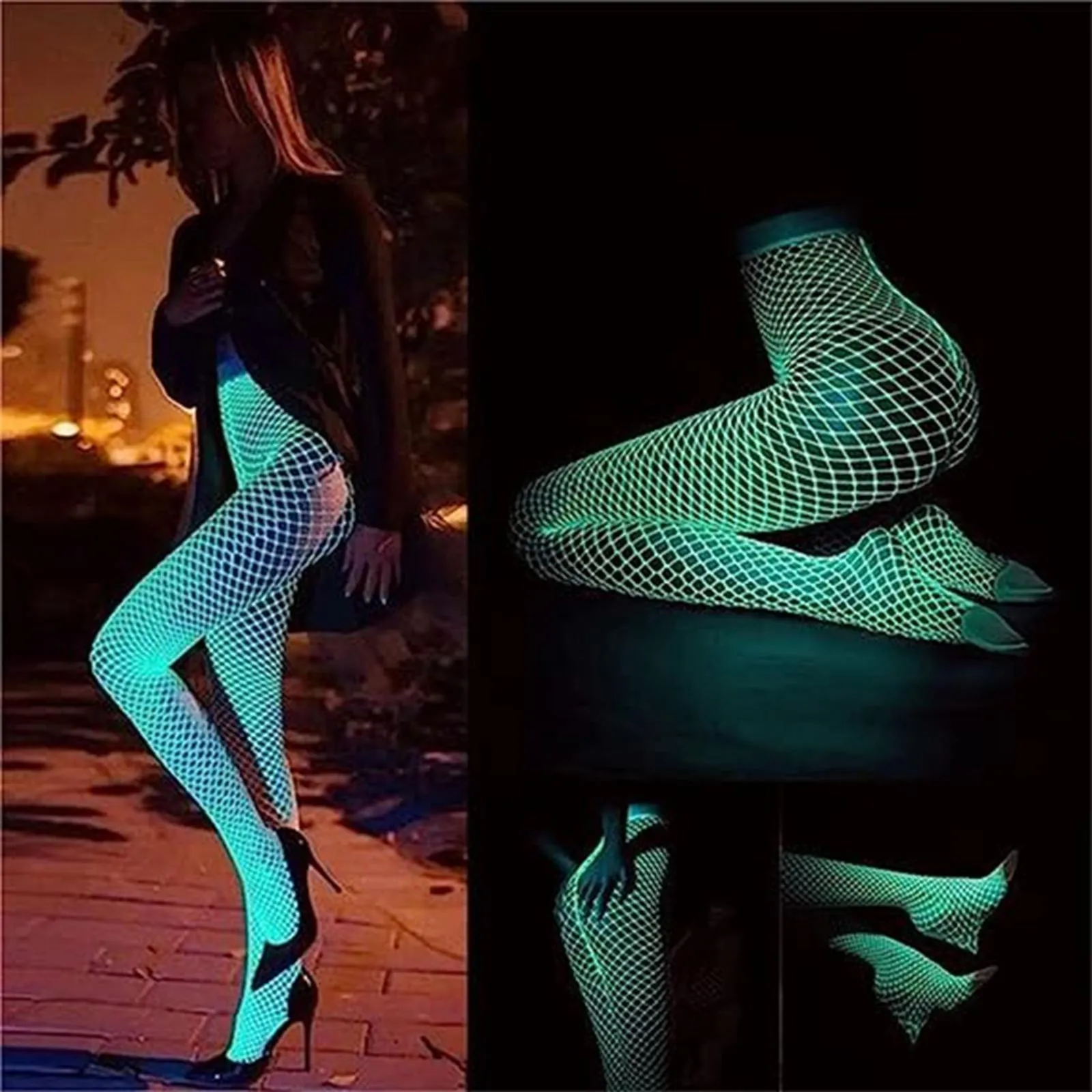 

Luminous Fishnet Stockings for Moving One-pieces Mesh Leggings Tights High Waist Perspective Glow In The Dark Lingerie Tights