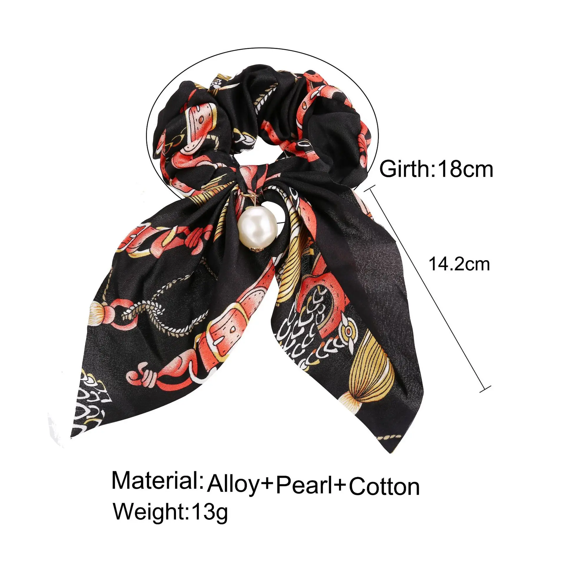 Fashion Floral Single Print Bow Satin Long Ribbon Ponytail Scarf Hair Tie Scrunchies Women Elastic Hair Bands Hair Accessories