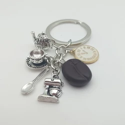 New creative coffee chef keychain coffee cup portable coffee machine teapot keychain afternoon dessert leisure accessories gift