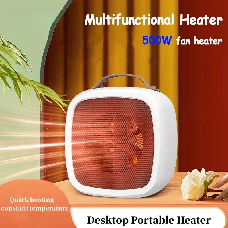 Heater  Portable Small Space 500W Heater Fast Heating Lightweight Desktop Warm Air Heater Indoor Office Household