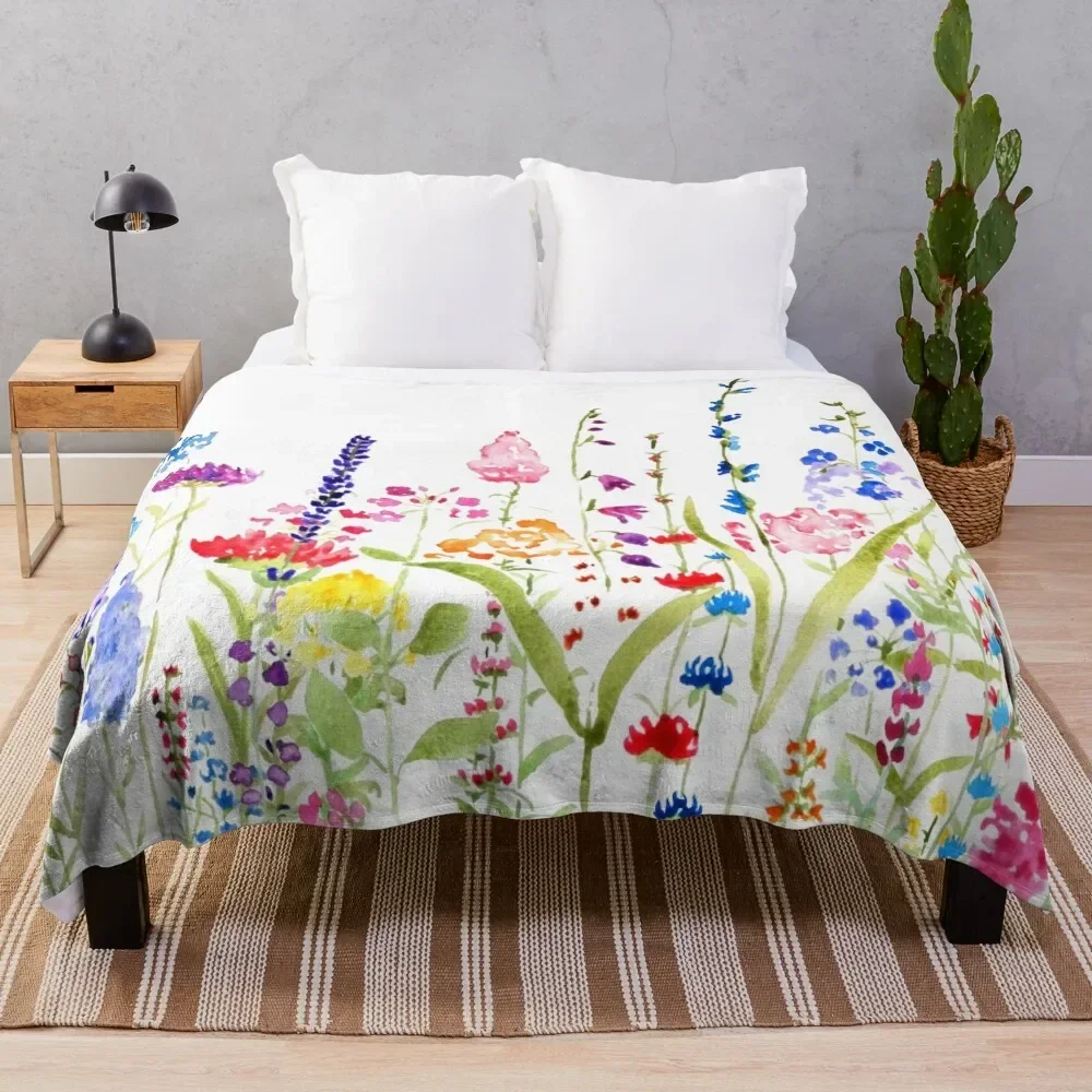 

colorful wild flower field Throw Blanket Single Hairys Weighted Blankets