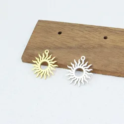 10pcs Stainless Steel Mirror Polish Jewelry Sun Charms Pendant DIY Handcraft Waterproof Antiallergic