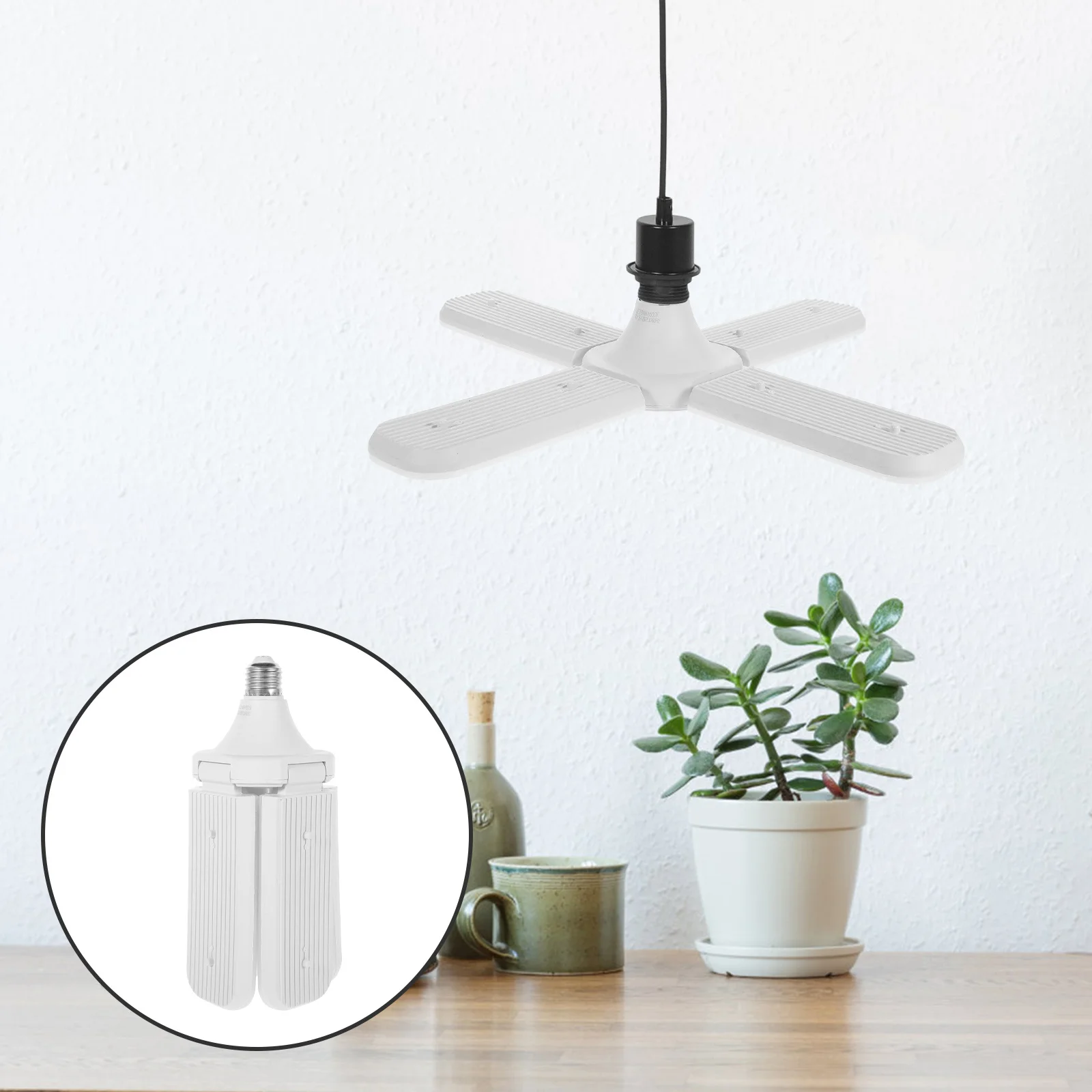 

4 Blades Foldable LED Light Bulb 60W 6500k E27 Base Adjustable Angle Energy Saving for Home Garage Dining Room