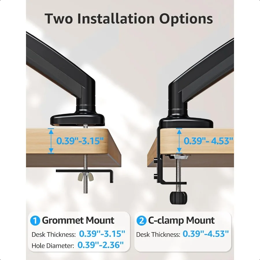 Single Monitor Desk Mount Adjustable Gas Spring Monitor Arm port Max 32 Inch Screen Computer Monitors Stand with Clamp Grommet