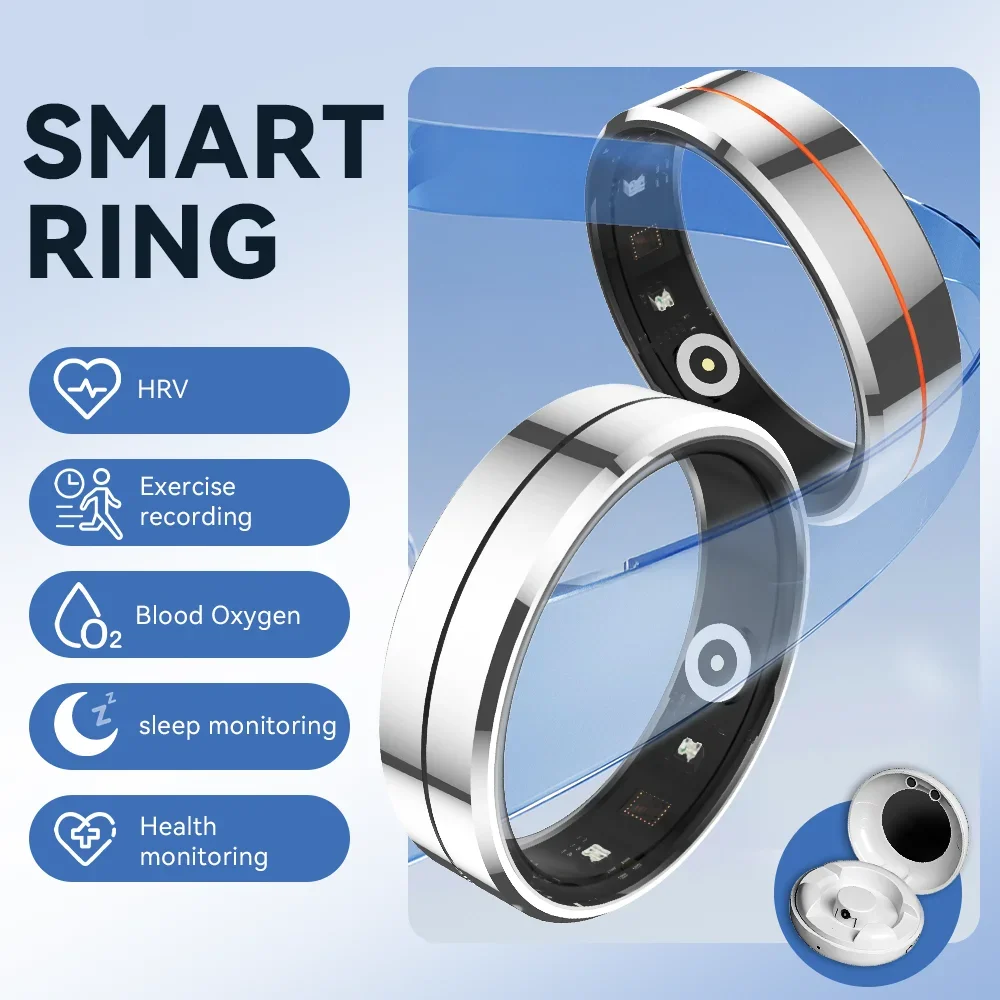 ﻿ 2025 حلقة ذكية مقاوم للماء 5ATM معدل ضربات القلب الأكسجين في الدم مراقبة الصحة مراقبة النوم تتبع عن بعد رجل إمرأة Smartring