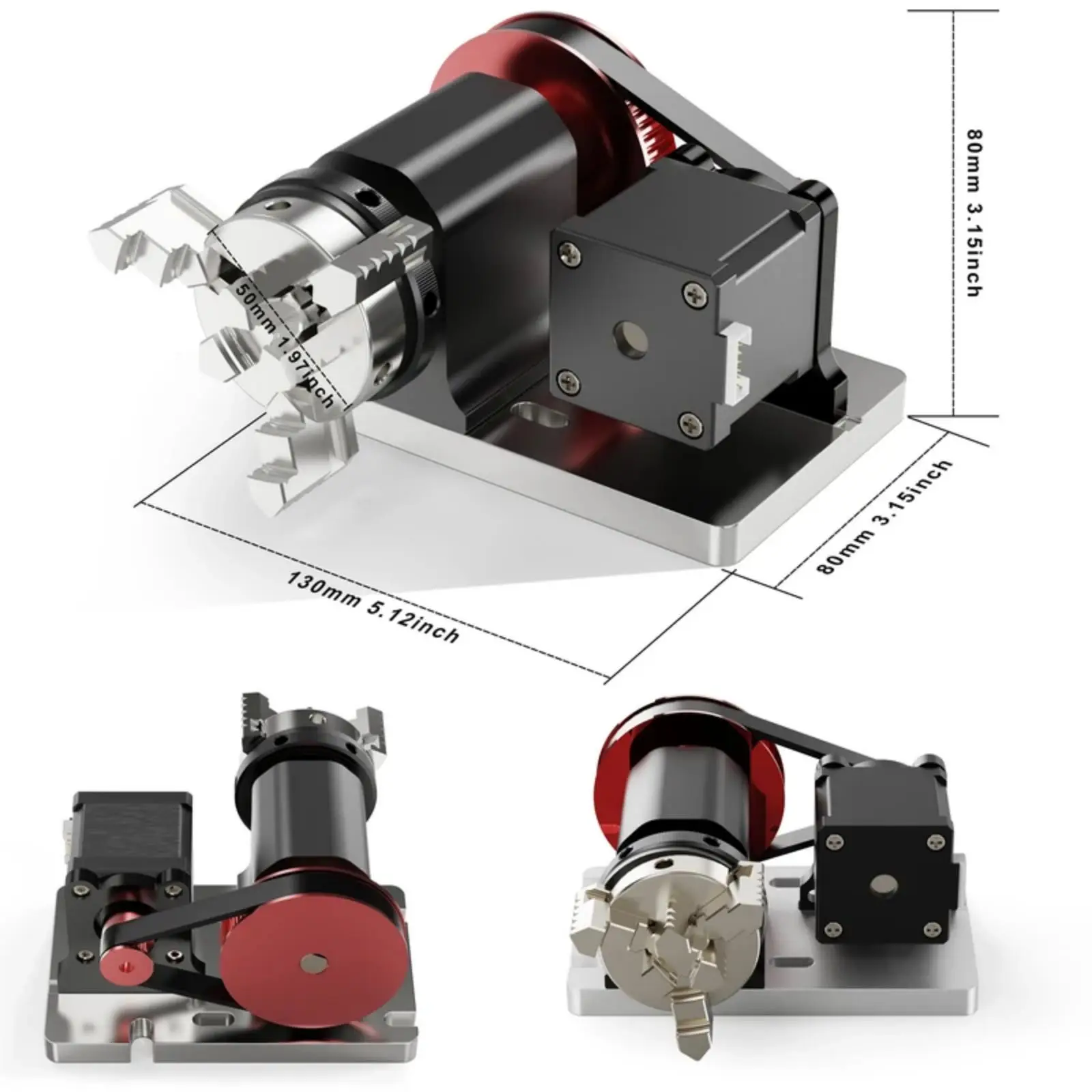 Kit modulo rotante TWOTREES macchina per incisione CNC TTC450 4 ° asse rotante contropunta testa separatore Cnc mandrino a 4 griffe 60mm