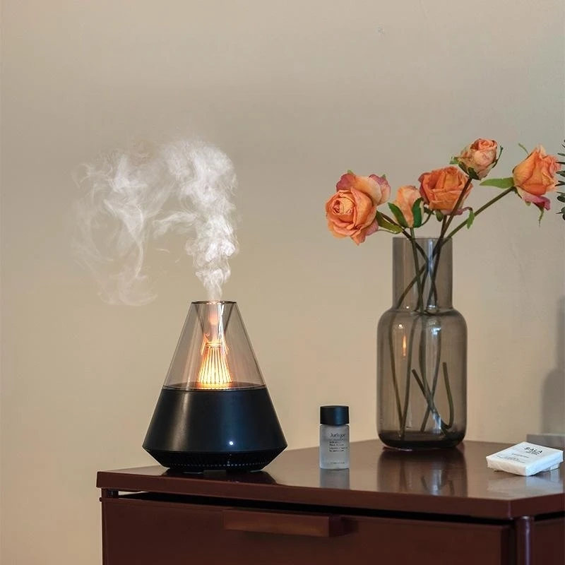 Candlelight Diffuser minyak esensial elektrik, mesin aromaterapi kabut ultrasonik kendali jarak jauh Aroma Air Humidifier