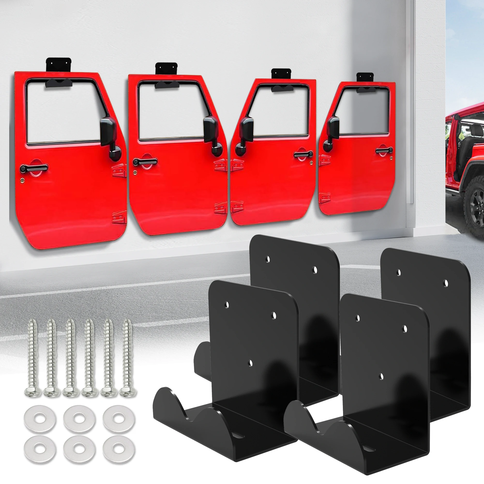 Wall-Mounted Door Hangers, Door Storage Bracket for 1956-2024 All Jeep Wrangler CJ YJ TJ LJ JK JKU JL JLU