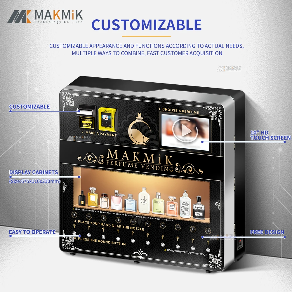 Wall Mounted Luxury Compact 10 Nozzle Perfume Spray Vending Machine for Toilets and Plazas, Nayax Payment Device