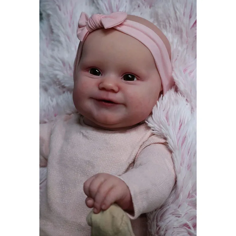 49CM Reborn Baby Maddie Smile Silicone Body Baby Doll Lifelike 3D Skin Multiple Layers Painting Art Doll  Muñecas Reborn