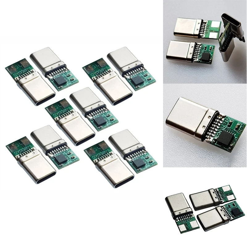 10Pcs Fast Charge Module PD/QC Decoy Board PD 2 3.0 DC Trigger Cable USB Type-C Male Plug QC4 Charge Connector