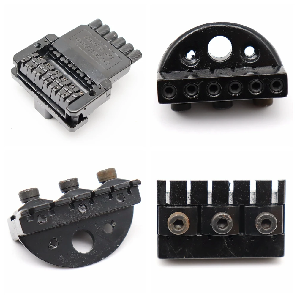 1 Set 6 Strings Guitar Bridge Black Headless Electric Guitar Bridge Tailpiece Replacement With Pillow Strings Lock